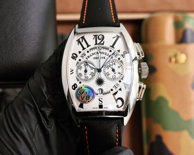 Franck Muller Casablanca 42*55mm Quartz Movement White Face Calfskin Band White Gold Watch